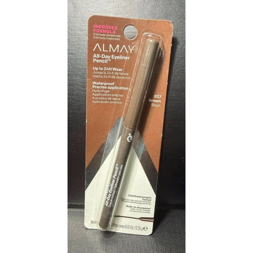 Almay All Day Eyeliner Pencil – 207 Brown – Waterproof – Built‑In Sharpener